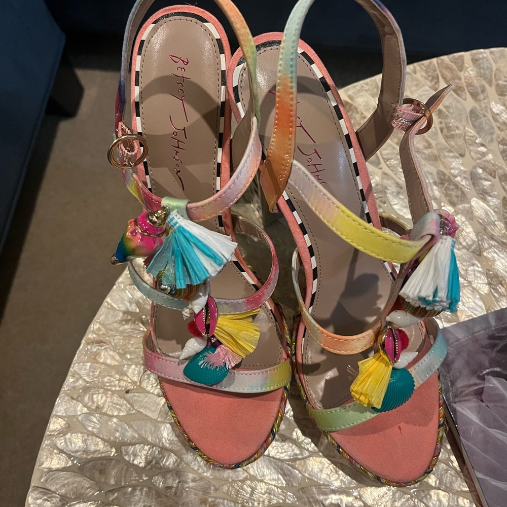 Betsey Johnson Summer Multicolor Platform Heels - Picture 2 of 4